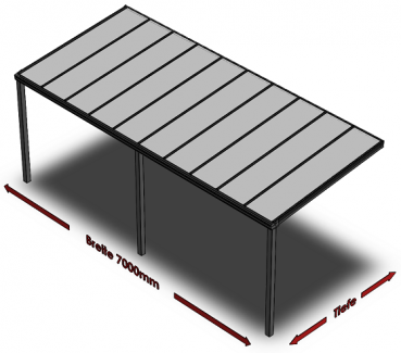 Preview: Überdachung mit VSG 8,76 mm matt, 7 x 3 m